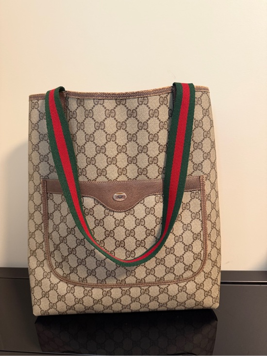 Gucci Handbags - Gucci GG Supreme Tote Bag with Green and Red Cherry Line Authentic